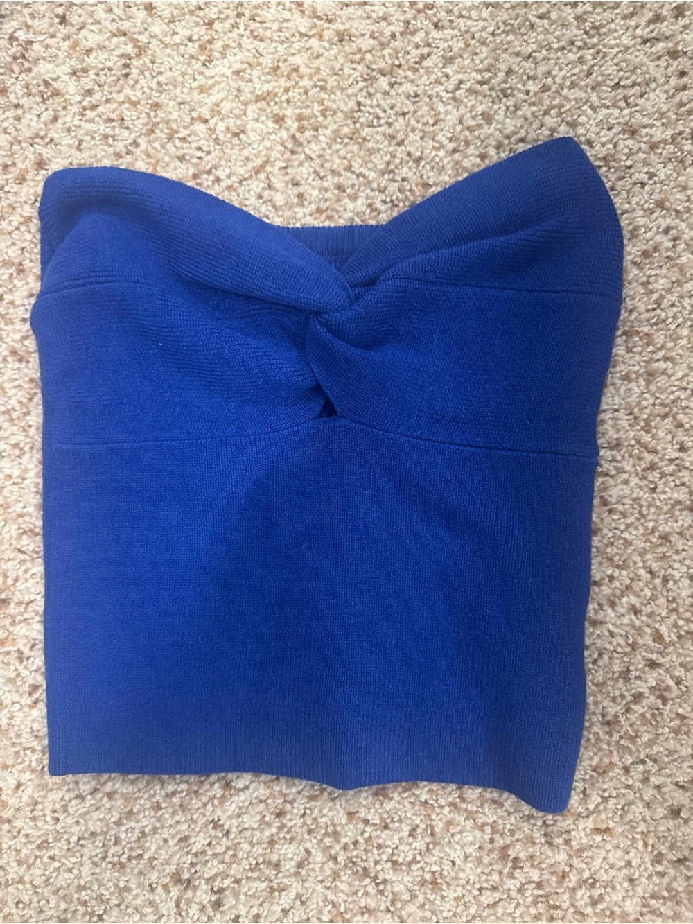Amazon Royal Blue Strapless Twist Front Crop Top